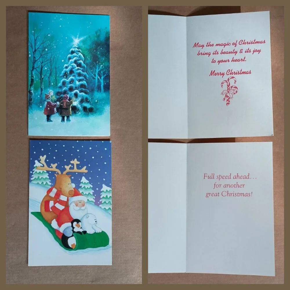 20 unused vintage Christmas holiday greeting cards with envelopes
